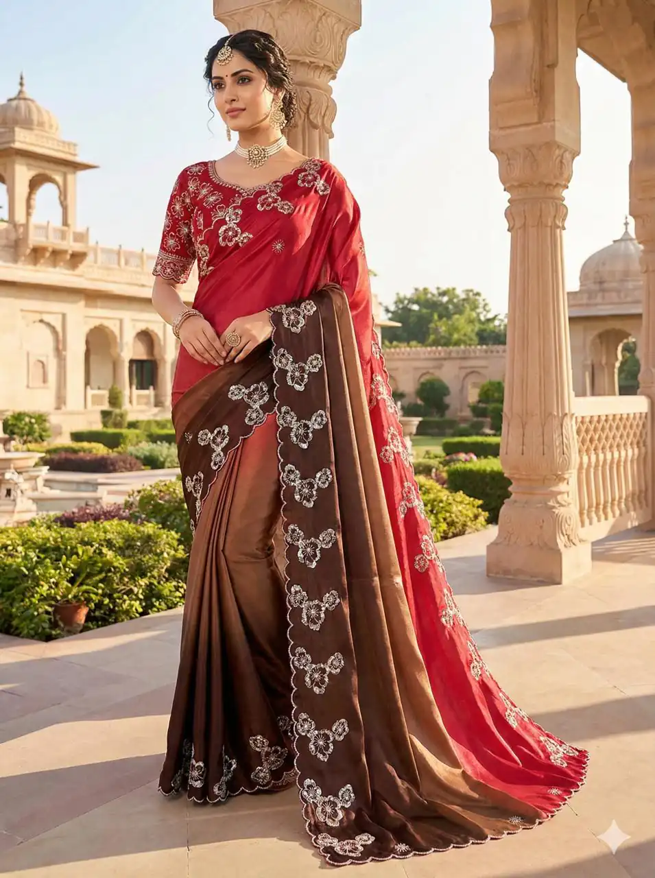 MS 461 Red Chinnon Saree Perfect for Wedding, Party, Traditional Day, Haldi, Housewarming – . Exclusive Offer ₹1649. Delivery 4-6 Working Days. Shop now | Sarees, Bollywood Sarees, Creative Sarees, Designer Sarees, Embroidered Sarees, Ethnic Saree, Modern Digital sarees, Party Wear Sarees