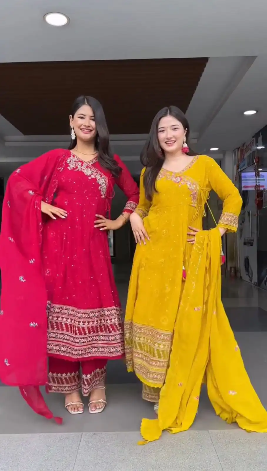 Red Faux Georgette Embroidery Work Salwar Suit