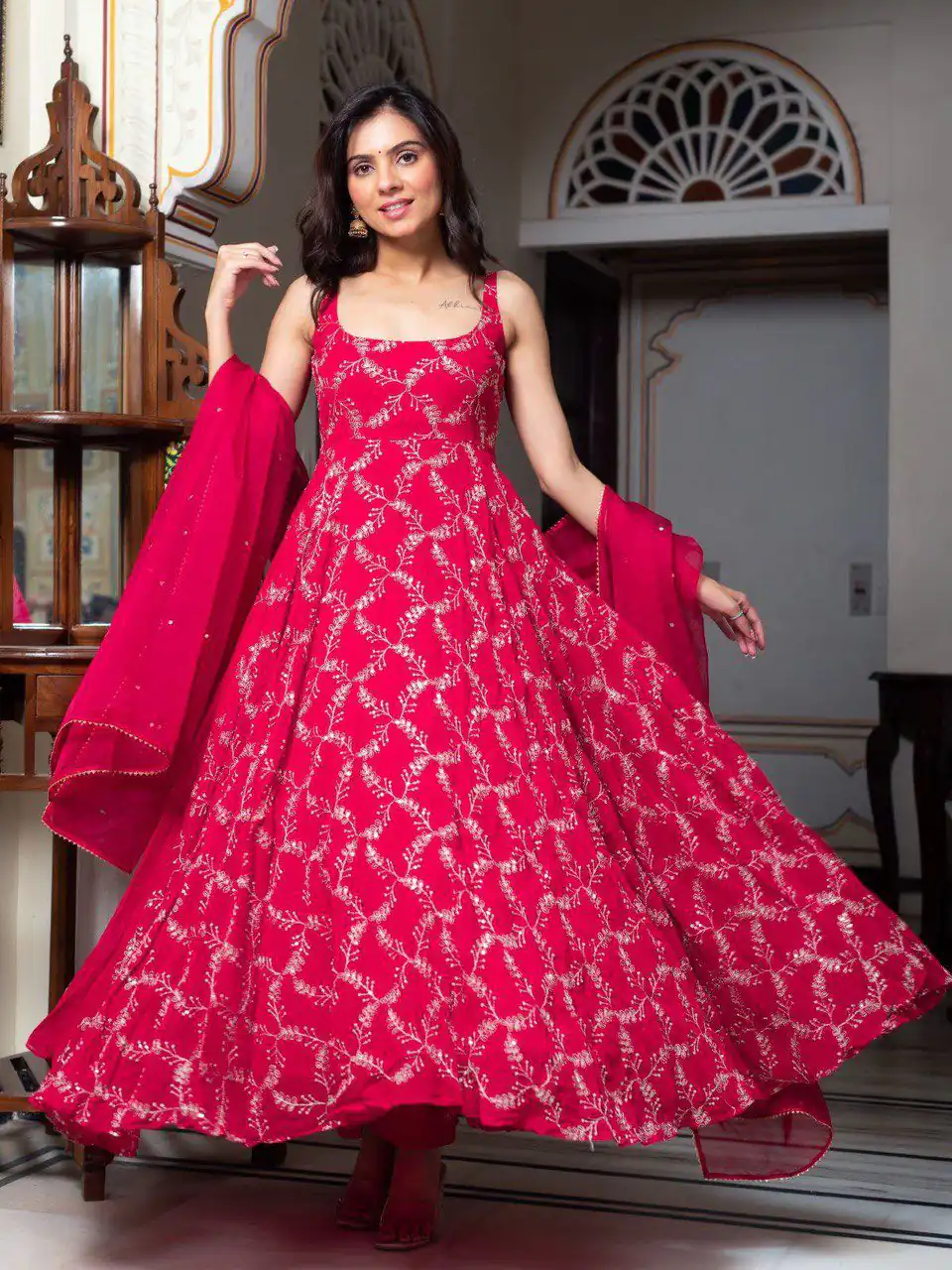 RTC 5958 Red Faux Georgette Anarkali Suit Perfect for Wedding, Party, Anniversary, Holi, Traditional Day – . Available at ₹2499 only. Delivery 4-6 Working | Jump Suits, Tops & Bottoms, Track Suits, Salwar suit, Casual Suits, Creative suits, Designer Suits, Palazzo Suits, Party Wear Suits, Patiala Suits, Straight Suits, Trendy Wear