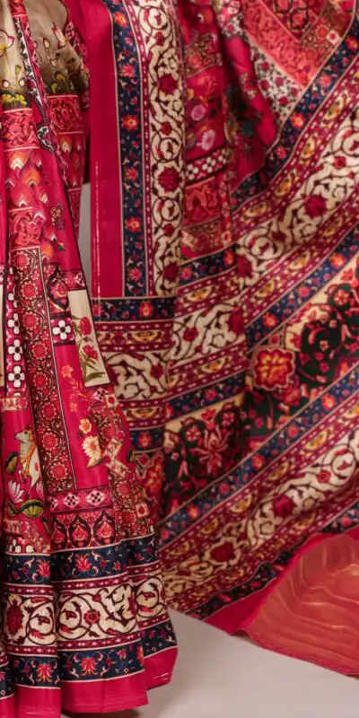 YNF 7801 Red Gaji Silk Saree with Patola Print. Wedding, Party, Festive, Events, Best Price ₹2999. Delivery 4-6 Working Days. Shop now. | Sarees, Bollywood Sarees, Creative Sarees, Designer Sarees, Embroidered Sarees, Ethnic Saree, Modern Digital sarees, Party Wear Sarees