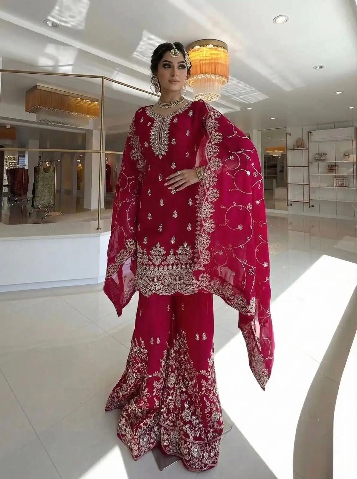 SRK 5319 Red in Organza Silk Embroidery Work & Lace Work Salwar Suit . Now at just ₹2549. Delivery 4-6 Working Days. Shop now. | Jump Suits, Tops & Bottoms, Track Suits, Salwar suit, Casual Suits, Creative suits, Designer Suits, Palazzo Suits, Party Wear Suits, Patiala Suits, Straight Suits, Trendy Wear