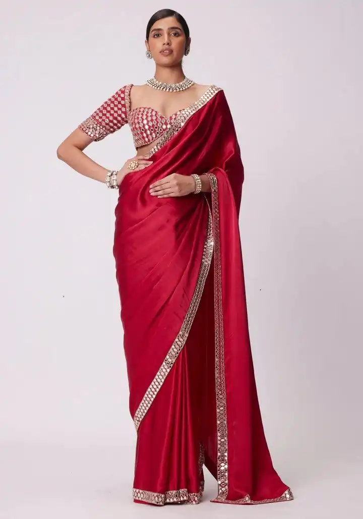 JR 637 Red Rangoli Silk Saree with Mirror Work & Embroidery Work. Exclusive Offer ₹1799. Delivery 4-6 Working Days. Shop now. | Sarees, Bollywood Sarees, Creative Sarees, Designer Sarees, Embroidered Sarees, Ethnic Saree, Modern Digital sarees, Party Wear Sarees