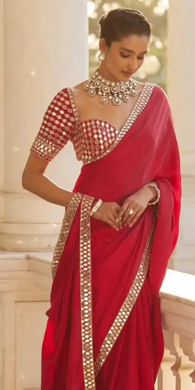 JR 637 Red Rangoli Silk Saree with Mirror Work & Embroidery Work. Exclusive Offer ₹1799. Delivery 4-6 Working Days. Shop now. | Sarees, Bollywood Sarees, Creative Sarees, Designer Sarees, Embroidered Sarees, Ethnic Saree, Modern Digital sarees, Party Wear Sarees