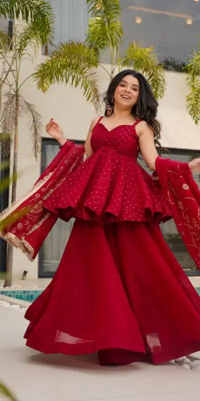 RTC 5864 Red Tabby Organza Salwar Suit with Lace Work. Wedding, Party, Festive, Events Best Price ₹2049. Delivery 4-6 Working Days. Shop now. | Jump Suits, Tops & Bottoms, Track Suits, Salwar suit, Casual Suits, Creative suits, Designer Suits, Palazzo Suits, Party Wear Suits, Patiala Suits, Straight Suits, Trendy Wear