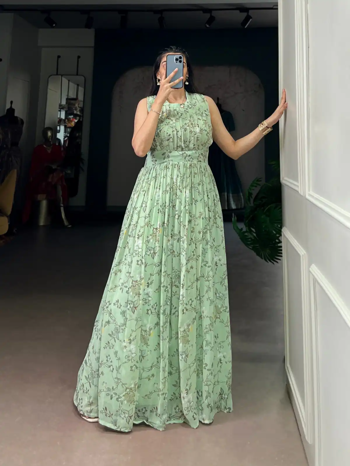 YNF 5200 Sea Green Color Weightless Marbal Gown with Designer Work. Available at ₹1649 only. Delivery 4-6 Working Days. Shop now. | Gowns, Bollywood Gowns, Creative Gowns, Designer Gowns, Embroidered Gowns, Party Wear Gowns