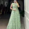 YNF 5200 Sea Green Color Weightless Marbal Gown with Designer Work. Available at ₹1649 only. Delivery 4-6 Working Days. Shop now. | Gowns, Bollywood Gowns, Creative Gowns, Designer Gowns, Embroidered Gowns, Party Wear Gowns