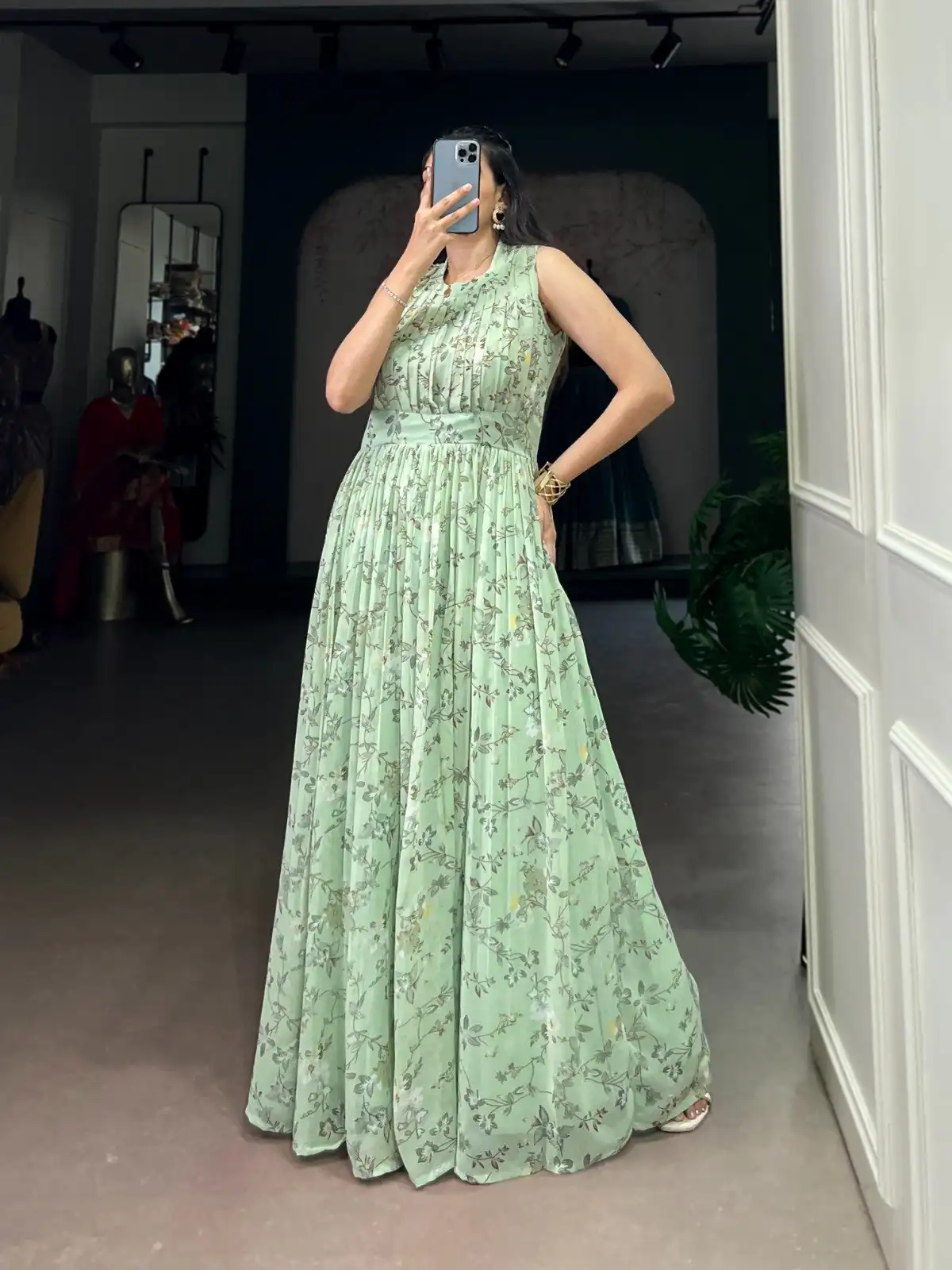 YNF 5200 Sea Green Color Weightless Marbal Gown with Designer Work. Available at ₹1649 only. Delivery 4-6 Working Days. Shop now. | Gowns, Bollywood Gowns, Creative Gowns, Designer Gowns, Embroidered Gowns, Party Wear Gowns