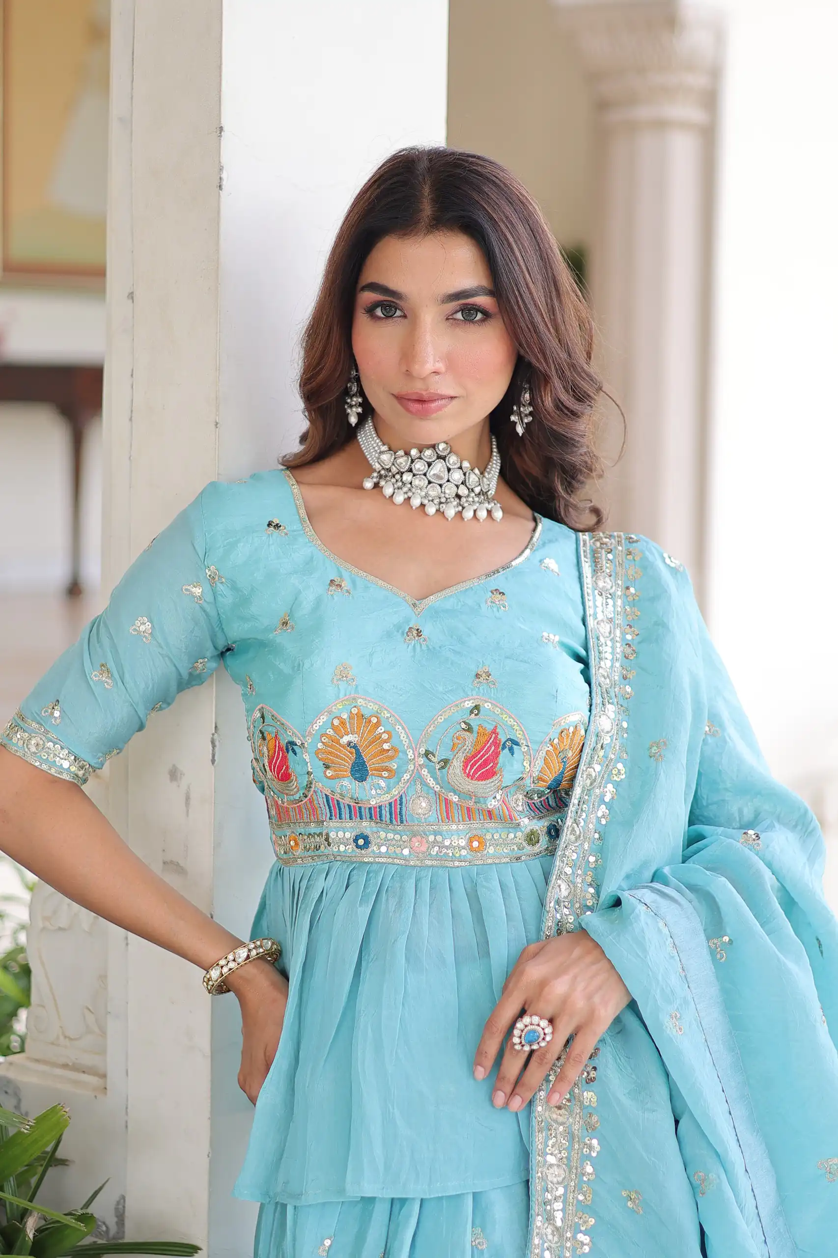 KA 5058 Sky Blue in Gold Crush Embroidery Work & Zari Work Lehenga Choli . Special Price ₹2649. Delivery 4-6 Working Days. Shop now. | Lehenga, Bollywood Lehenga, Creative Lehenga, Designer Lehenga, Embroidered Lehenga, Party Wear Lehenga