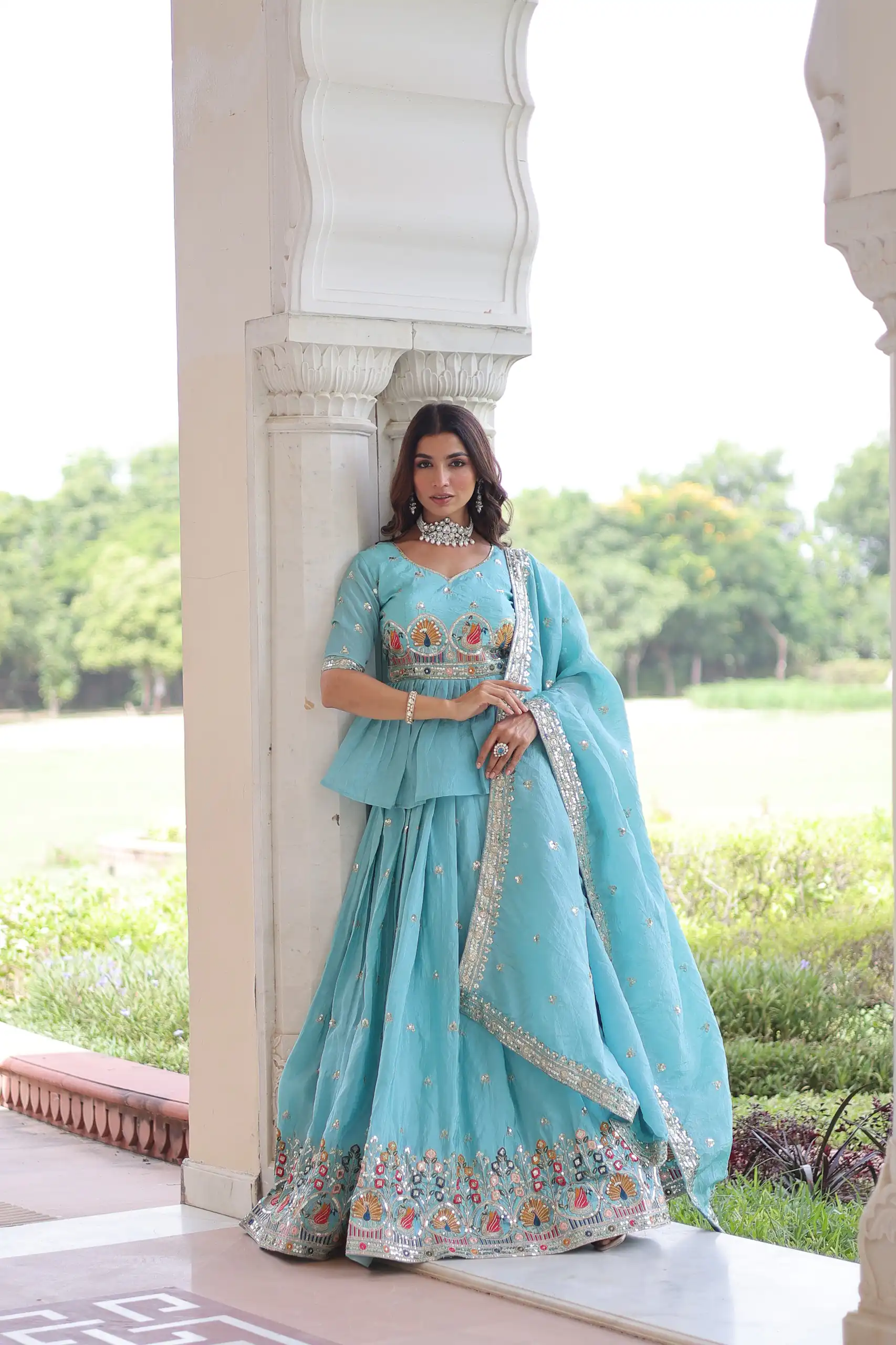 KA 5058 Sky Blue in Gold Crush Embroidery Work & Zari Work Lehenga Choli . Special Price ₹2649. Delivery 4-6 Working Days. Shop now. | Lehenga, Bollywood Lehenga, Creative Lehenga, Designer Lehenga, Embroidered Lehenga, Party Wear Lehenga