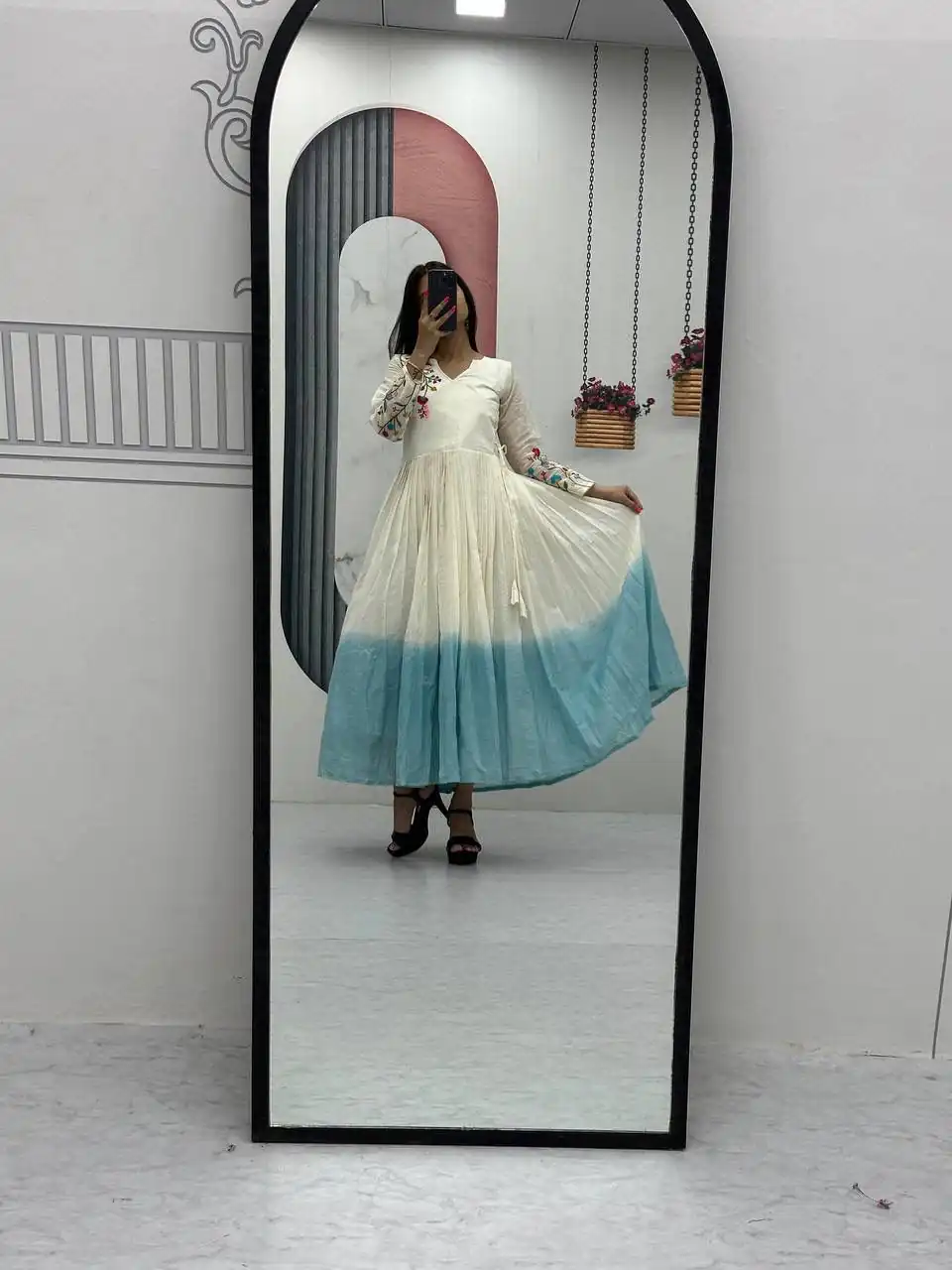 PC 526 Sky Blue Soft Cotton Gown with Embroidery Work. Wedding, Party, Festive, Events, Best Price ₹1749. Delivery 4-6 Working Days. Shop now. | Gowns, Bollywood Gowns, Creative Gowns, Designer Gowns, Embroidered Gowns, Party Wear Gowns