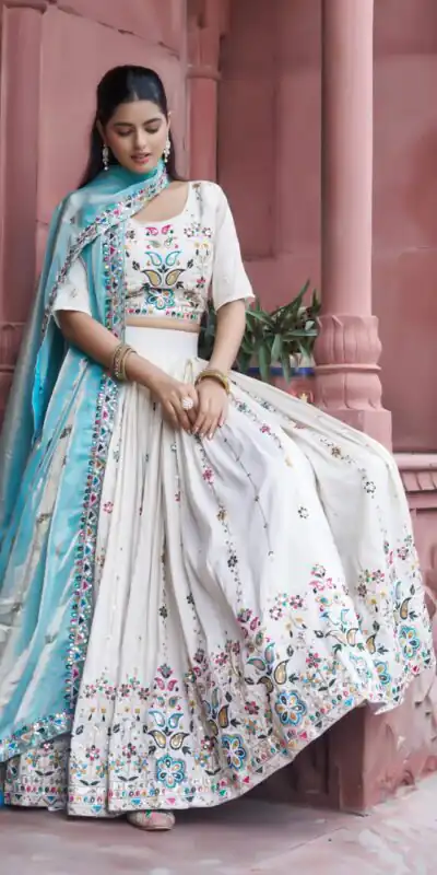 Ram 144 Sky Blue in Pure Tissue silk Embroidery Work Lehenga Choli . Available at ₹3349 only. Delivery 4-6 Working Days. Shop now. | Lehenga, Bollywood Lehenga, Creative Lehenga, Designer Lehenga, Embroidered Lehenga, Party Wear Lehenga