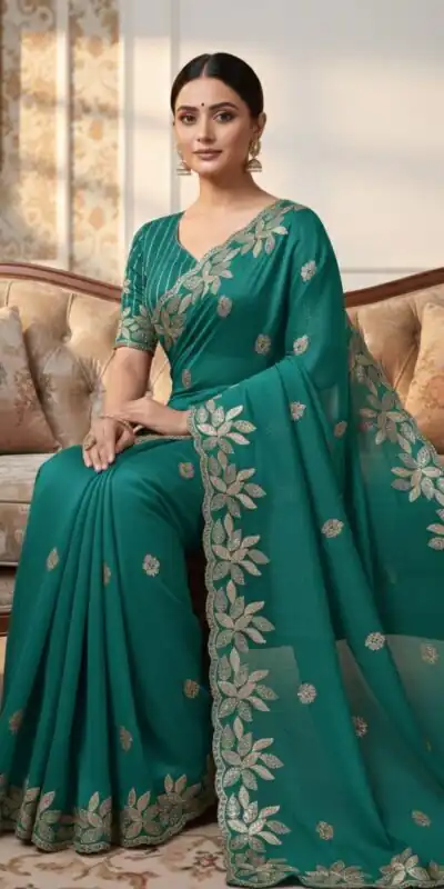JR 656 Teal Soft Organza Silk Saree Perfect for Wedding, Party, Durga Puja, Baisakhi, Temple Visit – . Affordable Price ₹1799. Delivery 4-6 Working D | Sarees, Bollywood Sarees, Creative Sarees, Designer Sarees, Embroidered Sarees, Ethnic Saree, Modern Digital sarees, Party Wear Sarees