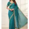 JR 659 Teal in Color Star Georgette Embroidery Work Saree . Available at ₹1799 only. Delivery 4-6 Working Days. Shop now. | Sarees, Bollywood Sarees, Creative Sarees, Designer Sarees, Embroidered Sarees, Ethnic Saree, Modern Digital sarees, Party Wear Sarees