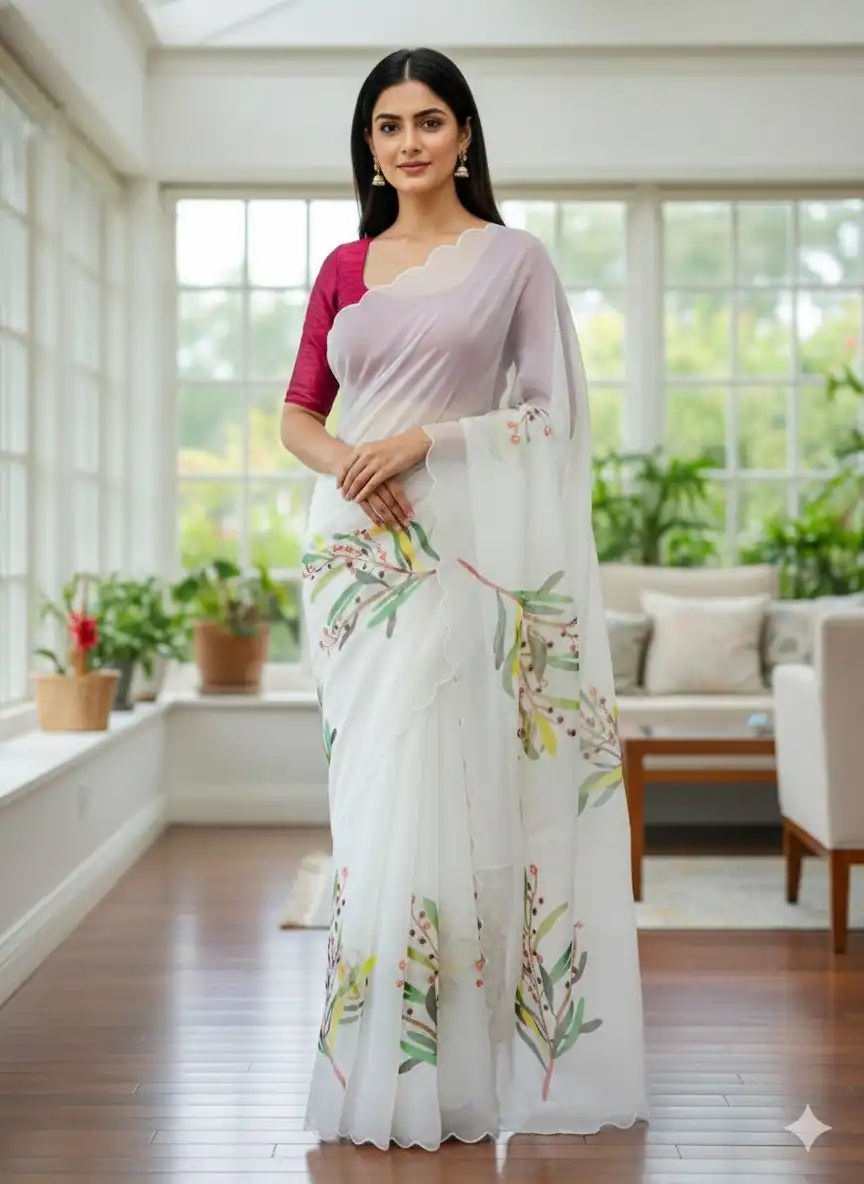 BT 412 White TB Organza Saree with Digital Print. Wedding, Party, Festive, Events, Navratri Garba, Special Price ₹1649. Delivery 4-6 Working Days. Shop now. | Sarees, Bollywood Sarees, Creative Sarees, Designer Sarees, Embroidered Sarees, Ethnic Saree, Modern Digital sarees, Party Wear Sarees
