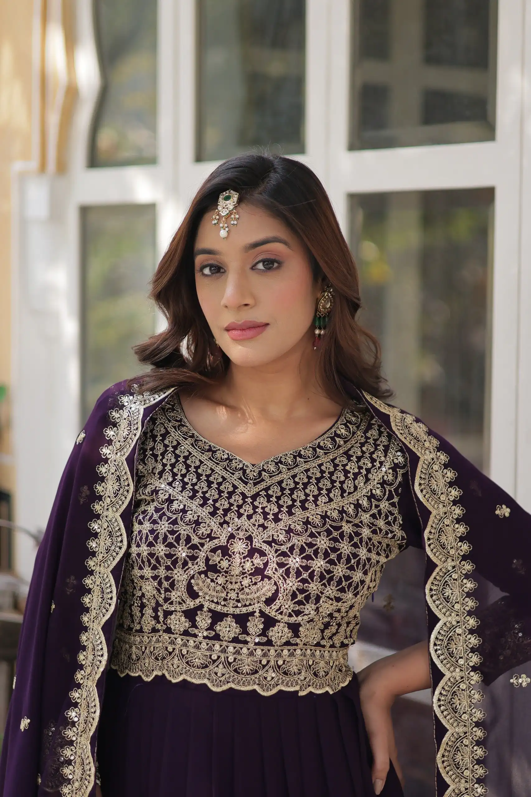 KA 1137 Wine Color Faux Blooming Gown with Embroidery Work & Zari Work. Best Price ₹2599. Delivery 4-6 Working Days. Shop now. | Gowns, Bollywood Gowns, Creative Gowns, Designer Gowns, Embroidered Gowns, Party Wear Gowns