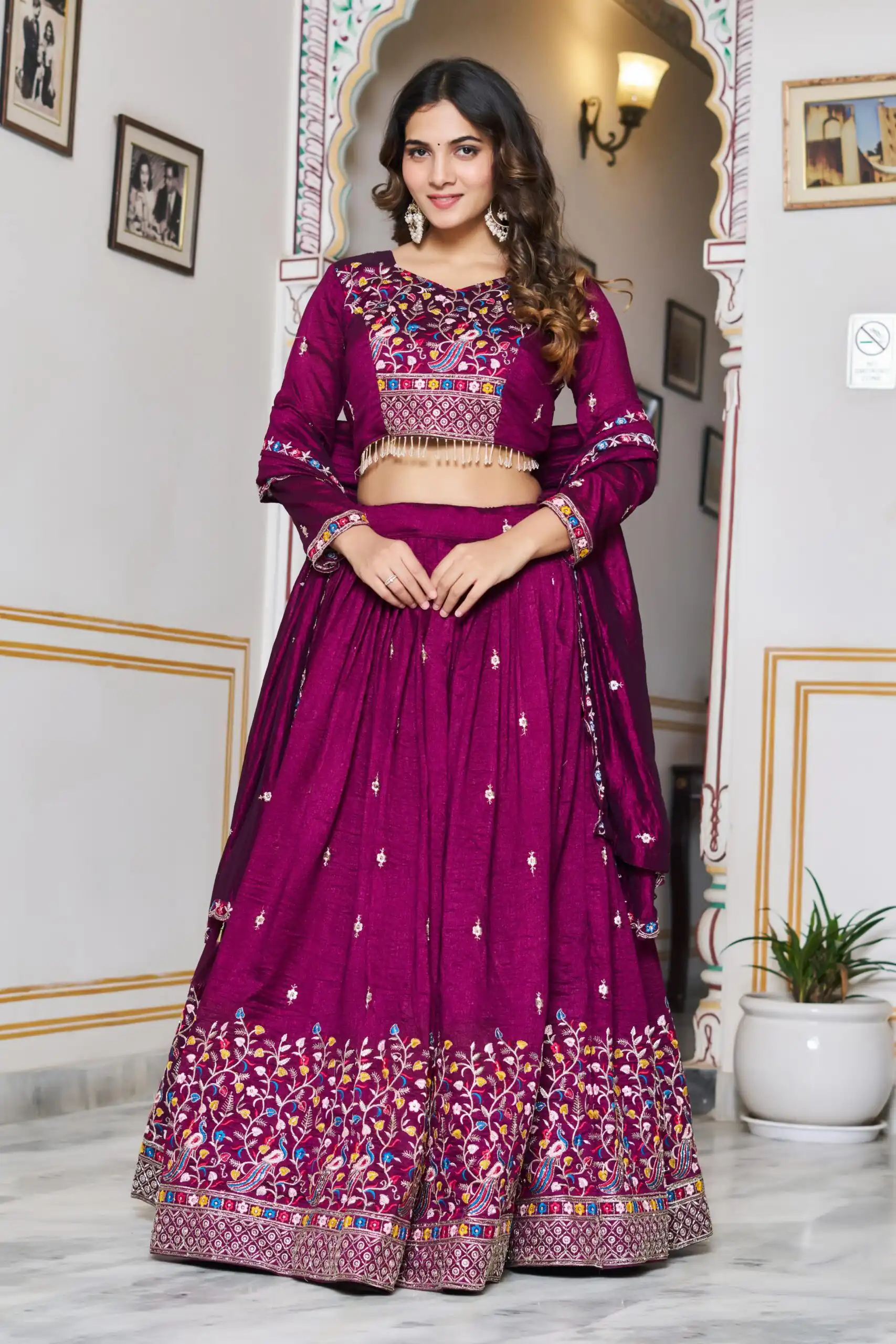 Ram 147 Wine Vichitra Silk Lehenga Choli Perfect for Wedding, Party, Ganesh Chaturthi, Housewarming, Engagement – . Introductory Price ₹3349. Delivery | Lehenga, Bollywood Lehenga, Creative Lehenga, Designer Lehenga, Embroidered Lehenga, Party Wear Lehenga