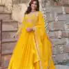 KA 1147 Yellow in Color Faux Blooming Embroidery Work & Zari Work Gown . Grab it for ₹2049. Delivery 4-6 Working Days. Shop now. | Gowns, Bollywood Gowns, Creative Gowns, Designer Gowns, Embroidered Gowns, Party Wear Gowns