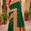 Green Meenakari Lace Zari Work Saree