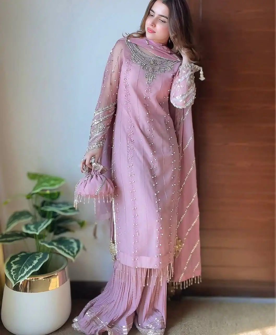 SRK 5276 Baby Pink in Faux Georgette Bead Work & Embroidery Work Salwar Suit . Now at just ₹2049. Delivery 4-6 Working Days. Shop now. | Jump Suits, Salwar suit, Casual Suits, Creative suits, Designer Suits, Palazzo Suits, Party Wear Suits, Patiala Suits, Straight Suits
