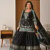 Black NC Vichitra Silk Embroidery Work Salwar Suit