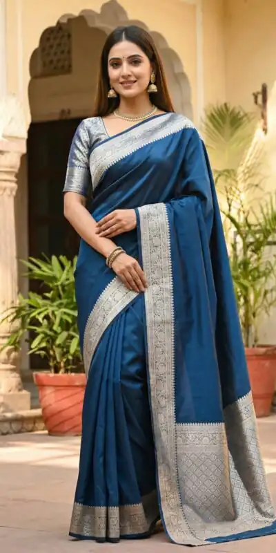 MB 3322 Blue in Color Banarasi Silk Zari Work & Lace Work Saree . Now at just ₹1899. Delivery 4-6 Working Days. Shop now. | Sarees, Bollywood Sarees, Creative Sarees, Designer Sarees, Embroidered Sarees, Ethnic Saree, Modern Digital sarees, Party Wear Sarees