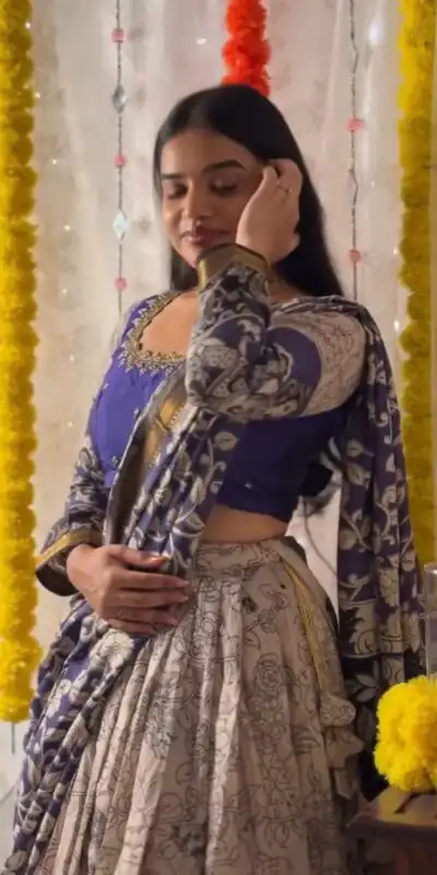 PC 562 Blue in Rion Cotton Kalamkari Print Lehenga Choli . Wedding, Party, Festive, Events, Now at just ₹2149. Delivery 4-6 Working Days. Shop now. | Lehenga, Bollywood Lehenga, Creative Lehenga, Designer Lehenga, Embroidered Lehenga, Party Wear Lehenga