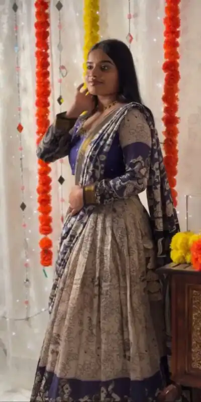 PC 562 Blue in Rion Cotton Kalamkari Print Lehenga Choli . Wedding, Party, Festive, Events, Now at just ₹2149. Delivery 4-6 Working Days. Shop now. | Lehenga, Bollywood Lehenga, Creative Lehenga, Designer Lehenga, Embroidered Lehenga, Party Wear Lehenga