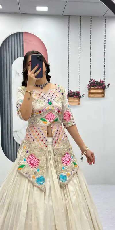 PC 557 Cream Simar Cosmos Lehenga Choli Perfect for Wedding, Party, Lohri, Baby Shower, Housewarming – . Introductory Price ₹2649. Delivery 4-6 Workin | Lehenga, Bollywood Lehenga, Creative Lehenga, Designer Lehenga, Embroidered Lehenga, Party Wear Lehenga