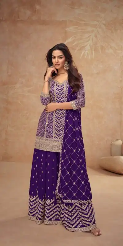 FC 7518 Dark Purple Chinon Salwar Suit Perfect for Wedding, Party, Diwali, Durga Puja, Temple Visit – . Festive Deal ₹3099. Delivery 4-6 Working Days. | Jump Suits, Tops & Bottoms, Track Suits, Salwar suit, Casual Suits, Creative suits, Designer Suits, Palazzo Suits, Party Wear Suits, Patiala Suits, Straight Suits, Trendy Wear