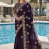 BT 442 Dark Purple in Fandy Satin Silk. Embroidery Work & Zari Work Saree Affordable Price ₹1999. Delivery 4-6 Working Days. Shop now. | Sarees, Bollywood Sarees, Creative Sarees, Designer Sarees, Embroidered Sarees, Ethnic Saree, Modern Digital sarees, Party Wear Sarees