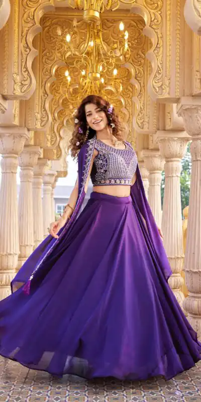 Ram 155 Dark Purple in Color Rangoli Silk Embroidery Work Lehenga Choli . Exclusive Offer ₹3249. Delivery 4-6 Working Days. Shop now. | Lehenga, Bollywood Lehenga, Creative Lehenga, Designer Lehenga, Embroidered Lehenga, Party Wear Lehenga