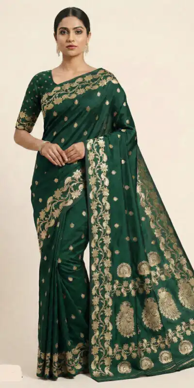 MB 213 Green Color Zari Work & Lace Work Saree in Banarasi Soft. Grab it for ₹1899. Delivery 4-6 Working Days .Online Shop now. | Sarees, Bollywood Sarees, Creative Sarees, Designer Sarees, Embroidered Sarees, Ethnic Saree, Modern Digital sarees, Party Wear Sarees