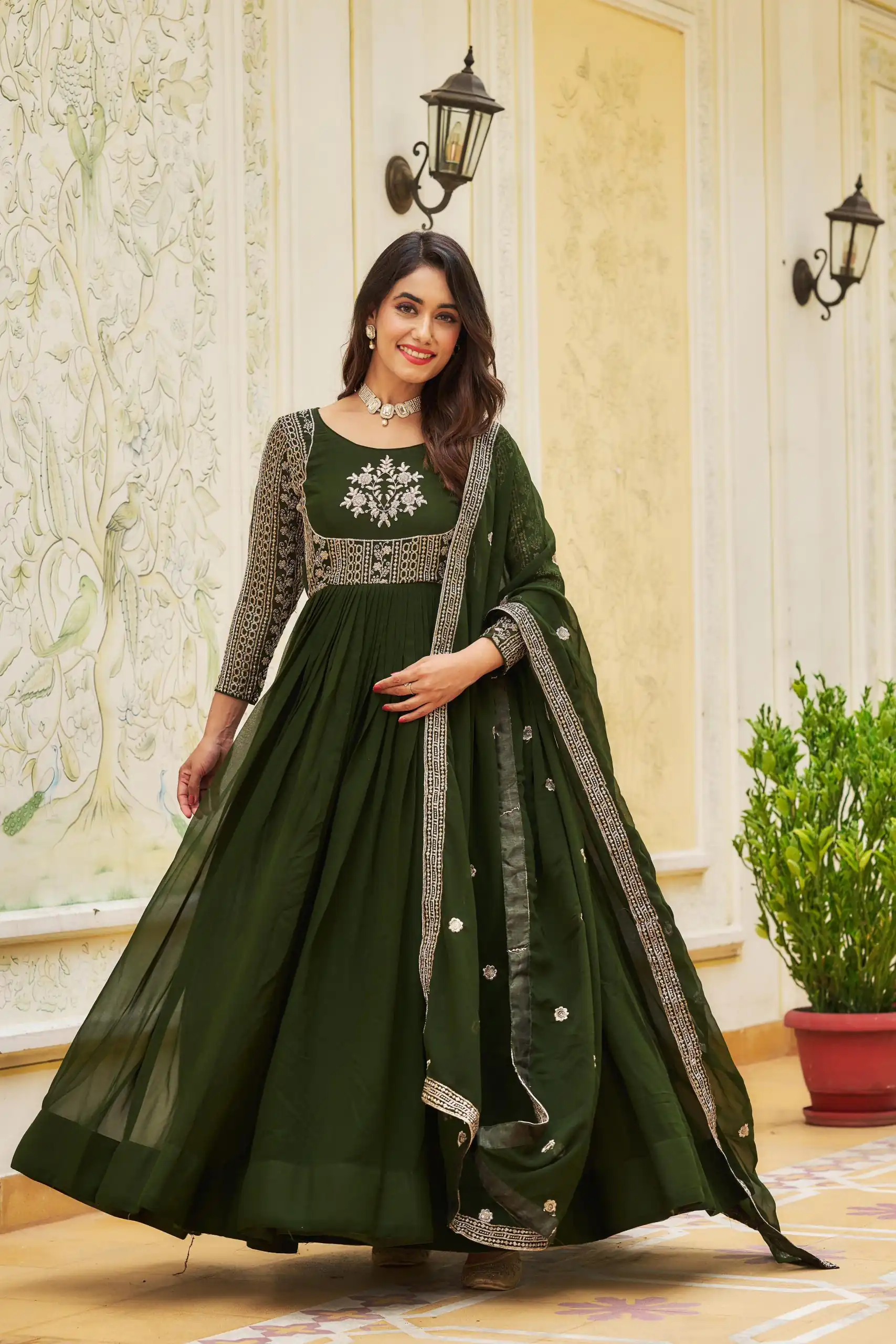 Ram 025 Green Color Georgette Sequence Embroidery Gown Casual, Wedding, Festive, Events Expected Delivery 4-6 Working Days @1999/- | Gowns, Bollywood Gowns, Creative Gowns, Designer Gowns, Embroidered Gowns, Party Wear Gowns
