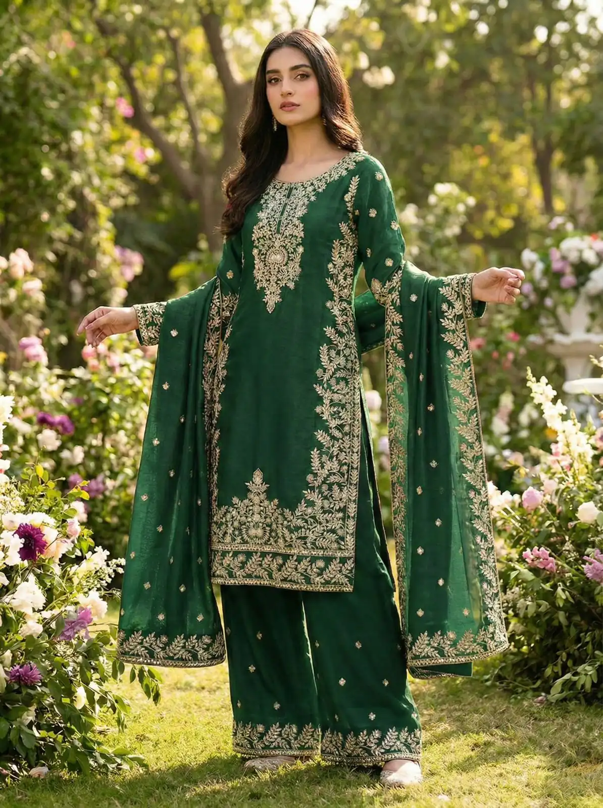 SRK 5316 Green Organza Silk Salwar Suit Perfect for Wedding, Party, Makar Sankranti, Eid, Durga Puja – . Affordable Price ₹2149. Delivery 4-6 Workin | Jump Suits, Salwar suit, Casual Suits, Creative suits, Designer Suits, Palazzo Suits, Party Wear Suits, Patiala Suits, Straight Suits
