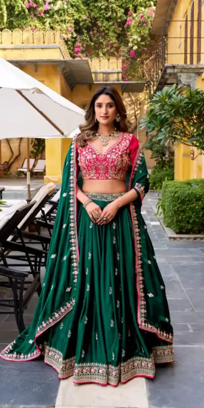 LNB 1449 Green in Silk Satin Embroidery Work & Sequins Work Lehenga Choli . Now at just ₹3749. Delivery 4-6 Working Days. Shop now. | Lehenga, Bollywood Lehenga, Creative Lehenga, Designer Lehenga, Embroidered Lehenga, Party Wear Lehenga