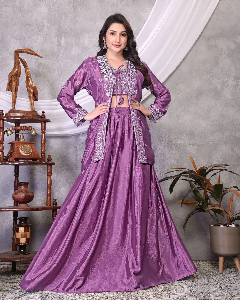 BB 02 Lavender Chinon Silk Lehenga Choli with Embroidery Work & Sequins Work. Available at ₹1999 only. Delivery 4-6 Working Days. Shop now. | Lehenga, Bollywood Lehenga, Creative Lehenga, Designer Lehenga, Embroidered Lehenga, Party Wear Lehenga
