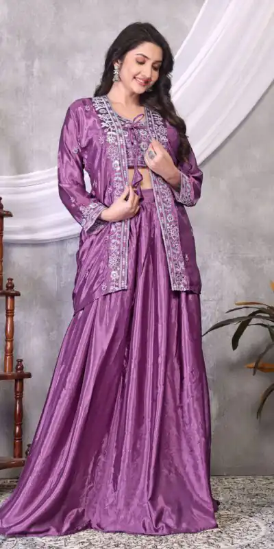 BB 02 Lavender Chinon Silk Lehenga Choli with Embroidery Work & Sequins Work. Available at ₹1999 only. Delivery 4-6 Working Days. Shop now. | Lehenga, Bollywood Lehenga, Creative Lehenga, Designer Lehenga, Embroidered Lehenga, Party Wear Lehenga