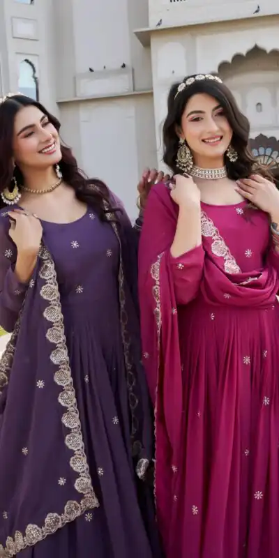 Ram 0153 Lavender in Fox Georgette. Embroidery Work Gown Wedding, Party, Festive, Events Get it for ₹2049. Delivery 4-6 Working Days. Shop now. | Gowns, Bollywood Gowns, Creative Gowns, Designer Gowns, Embroidered Gowns, Party Wear Gowns