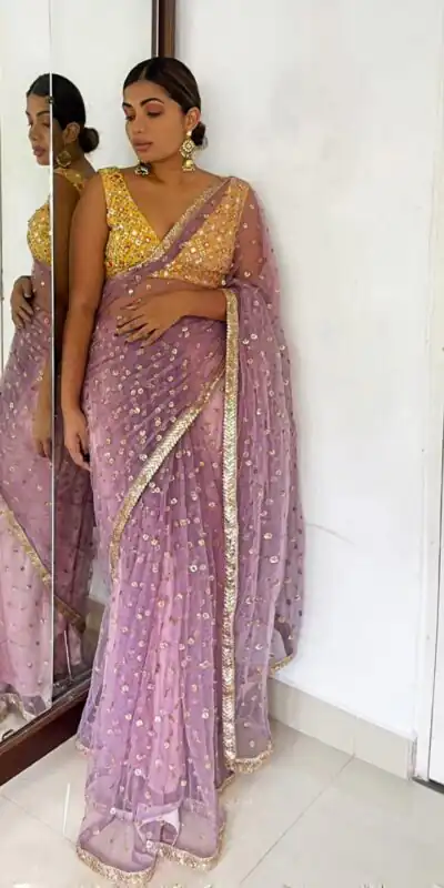 KT 224 Lavender Nylone Butterfly Net Saree with Mirror Work & Zari Work. Introductory Price ₹1699. Delivery 4-6 Working Days. Shop now. | Sarees, Bollywood Sarees, Creative Sarees, Designer Sarees, Embroidered Sarees, Ethnic Saree, Modern Digital sarees, Party Wear Sarees
