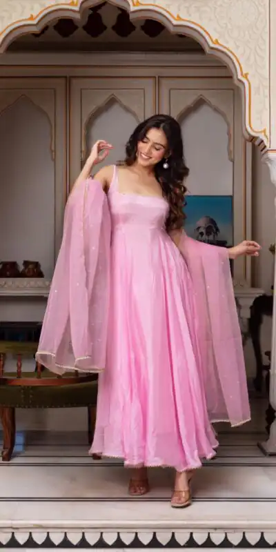SRK 5291 Light Pink Faux Georgette Salwar Suit with Bead Work & Embroidery Work. Festive Deal ₹1799. Delivery 4-6 Working Days. Shop now. | Jump Suits, Salwar suit, Casual Suits, Creative suits, Designer Suits, Palazzo Suits, Party Wear Suits, Patiala Suits, Straight Suits