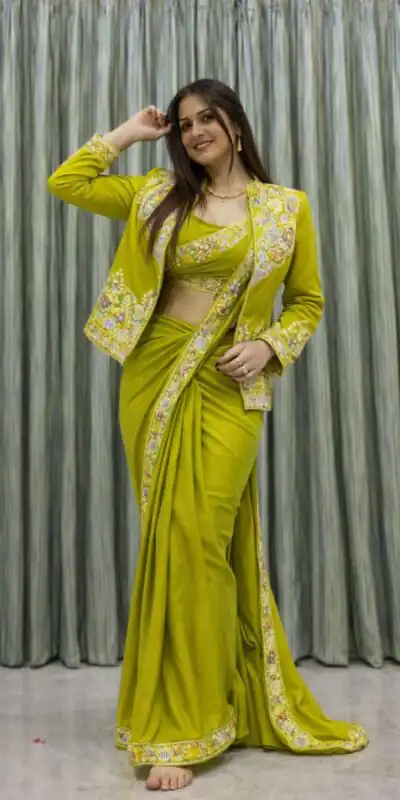 BB 60 Lime Yellow Crap Silk Saree with Embroidery Work. Wedding, Party, Festive, Events Festive Deal ₹2099. Delivery 4-6 Working Days. Shop now. | Sarees, Bollywood Sarees, Creative Sarees, Designer Sarees, Embroidered Sarees, Ethnic Saree, Modern Digital sarees, Party Wear Sarees