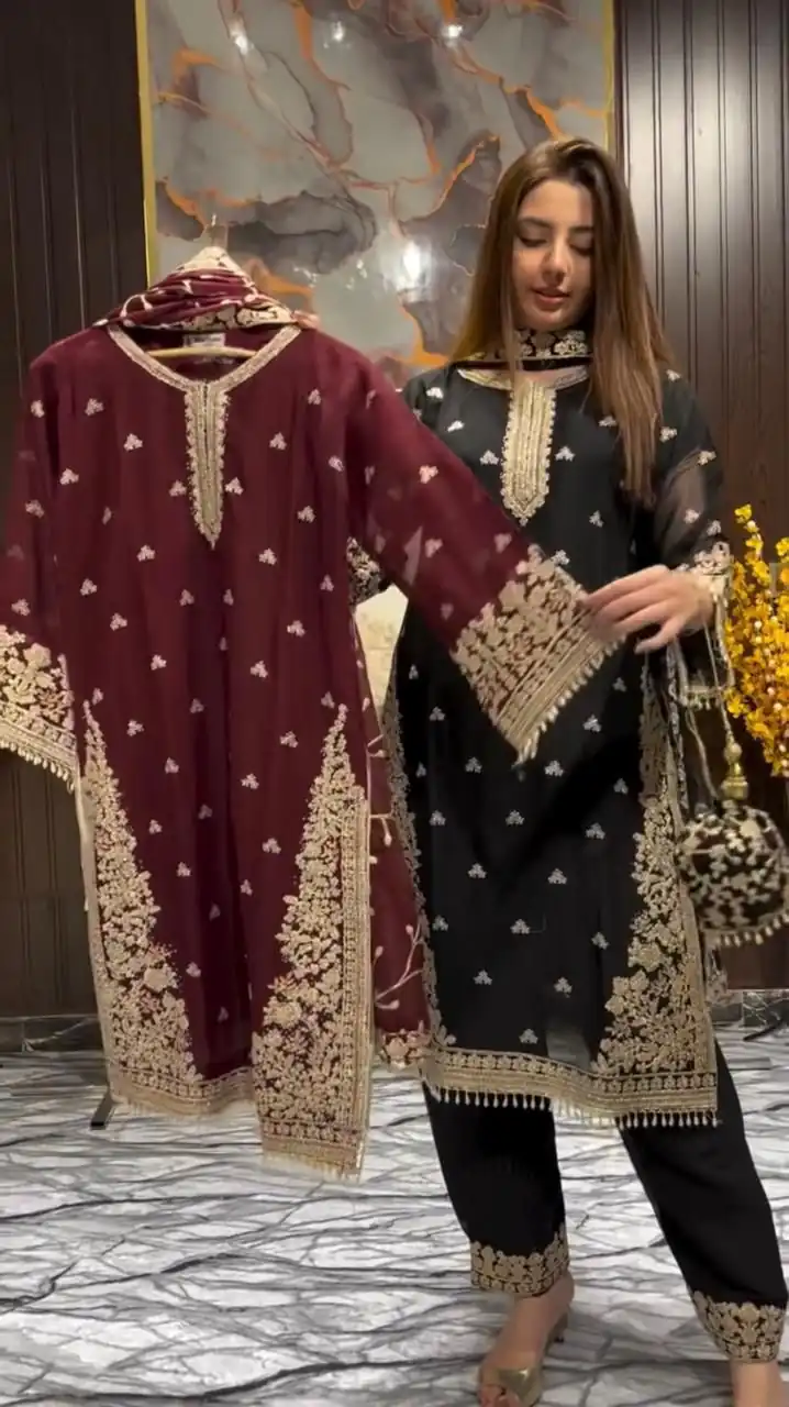 LG 2059 Maroon Color Zimmy Choo Salwar Suit with Embroidery Work. Wedding, Party, Festive, Events, Grab it for ₹2399. Delivery 4-6 Working Days. Shop now. | Jump Suits, Salwar suit, Casual Suits, Creative suits, Designer Suits, Palazzo Suits, Party Wear Suits, Patiala Suits, Straight Suits
