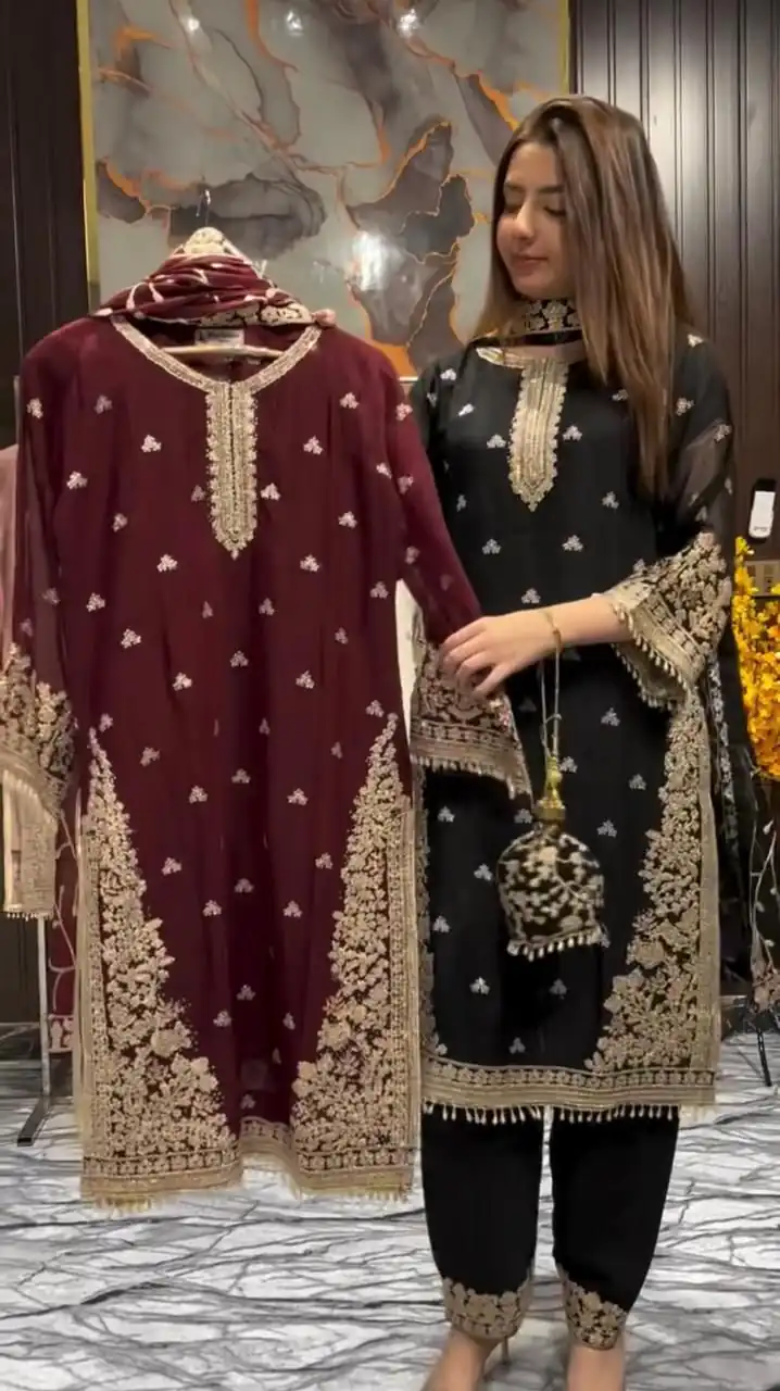 LG 2059 Maroon Color Zimmy Choo Salwar Suit with Embroidery Work. Wedding, Party, Festive, Events, Grab it for ₹2399. Delivery 4-6 Working Days. Shop now. | Jump Suits, Salwar suit, Casual Suits, Creative suits, Designer Suits, Palazzo Suits, Party Wear Suits, Patiala Suits, Straight Suits