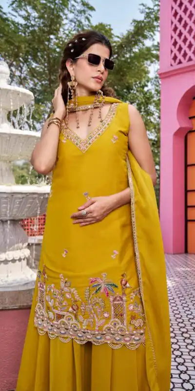 Ram 156 Mustered Star Georgette Salwar Suit with Embroidery Work. Available at ₹2649 only. Delivery 4-6 Working Days. Shop now. | Jump Suits, Salwar suit, Casual Suits, Creative suits, Designer Suits, Palazzo Suits, Party Wear Suits, Patiala Suits, Straight Suits