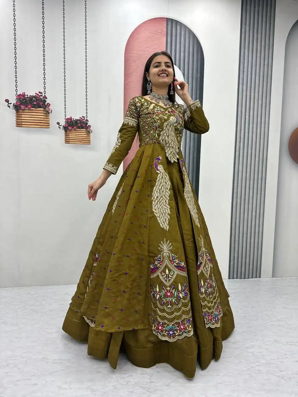 PC 528 Mustered Vichitra Sequence Work Lehenga Choli Designer Work. Grab it for ₹2649. Delivery 4-6 Working Days. Shop now. | Lehenga, Bollywood Lehenga, Creative Lehenga, Designer Lehenga, Embroidered Lehenga, Party Wear Lehenga