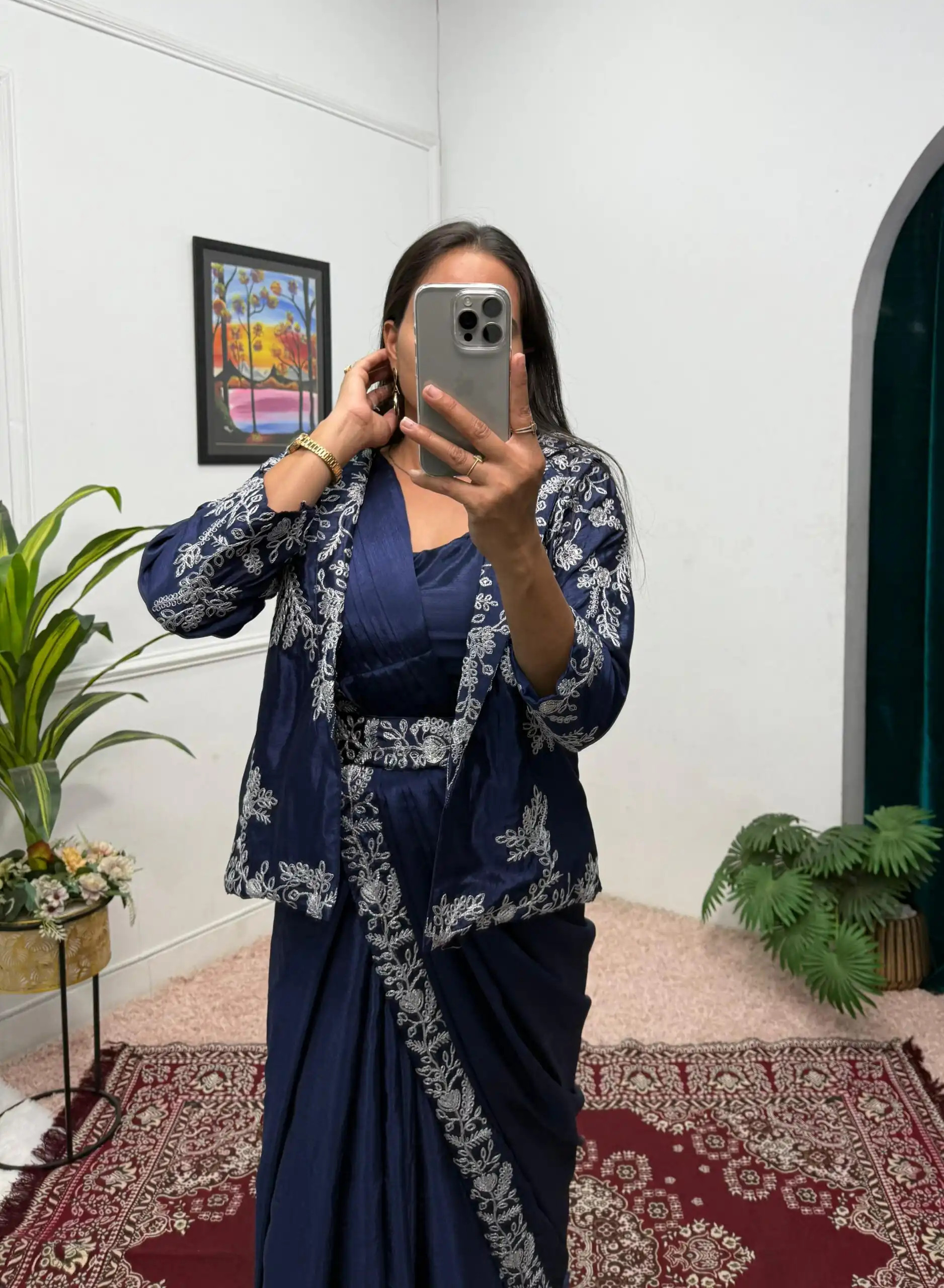 ST 1090 Navy Blue Color Chinon Saree with Embroidery Work & Lace Work. Now at just ₹2099. Delivery 4-6 Working Days. Shop now. | Sarees, Bollywood Sarees, Creative Sarees, Designer Sarees, Embroidered Sarees, Ethnic Saree, Modern Digital sarees, Party Wear Sarees