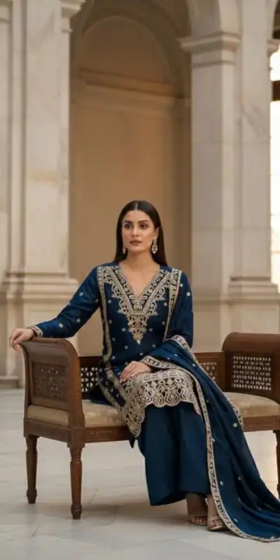BE 444 Navy Blue Color Organza Silk Salwar Suit with Embroidery Work. Special Price ₹2099. Delivery 4-6 Working Days. Shop now. | Jump Suits, Salwar suit, Casual Suits, Creative suits, Designer Suits, Palazzo Suits, Party Wear Suits, Patiala Suits, Straight Suits