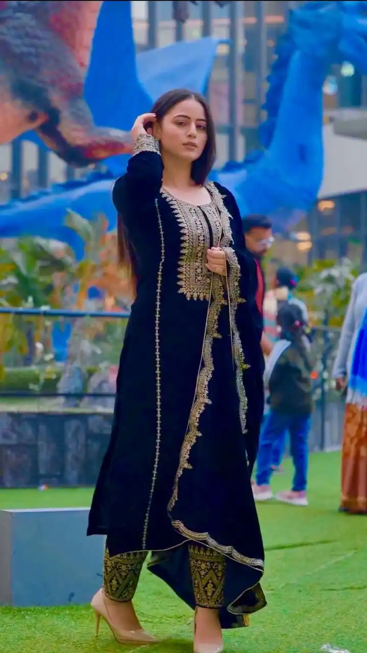 AD 089 Navy Blue Viscose Velvet Salwar Suit with Embroidery Work. Affordable Price ₹1999. Delivery 4-6 Working Days. Shop now. | Jump Suits, Salwar suit, Casual Suits, Creative suits, Designer Suits, Palazzo Suits, Party Wear Suits, Patiala Suits, Straight Suits