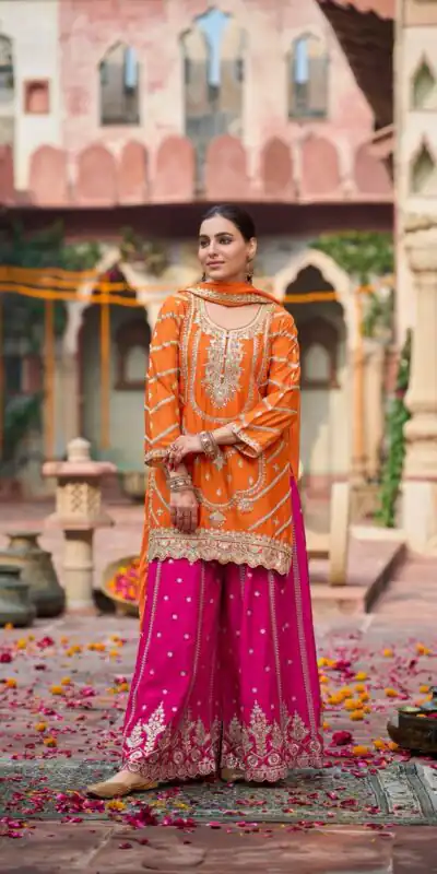 RTC 5969 Orange Chinon silk Salwar Suit Perfect for Wedding, Party, Family Gatherings, Karwa Chauth, Bridal Wear – . Available at ₹2149 only. Deliver | Jump Suits, Salwar suit, Casual Suits, Creative suits, Designer Suits, Palazzo Suits, Party Wear Suits, Patiala Suits, Straight Suits