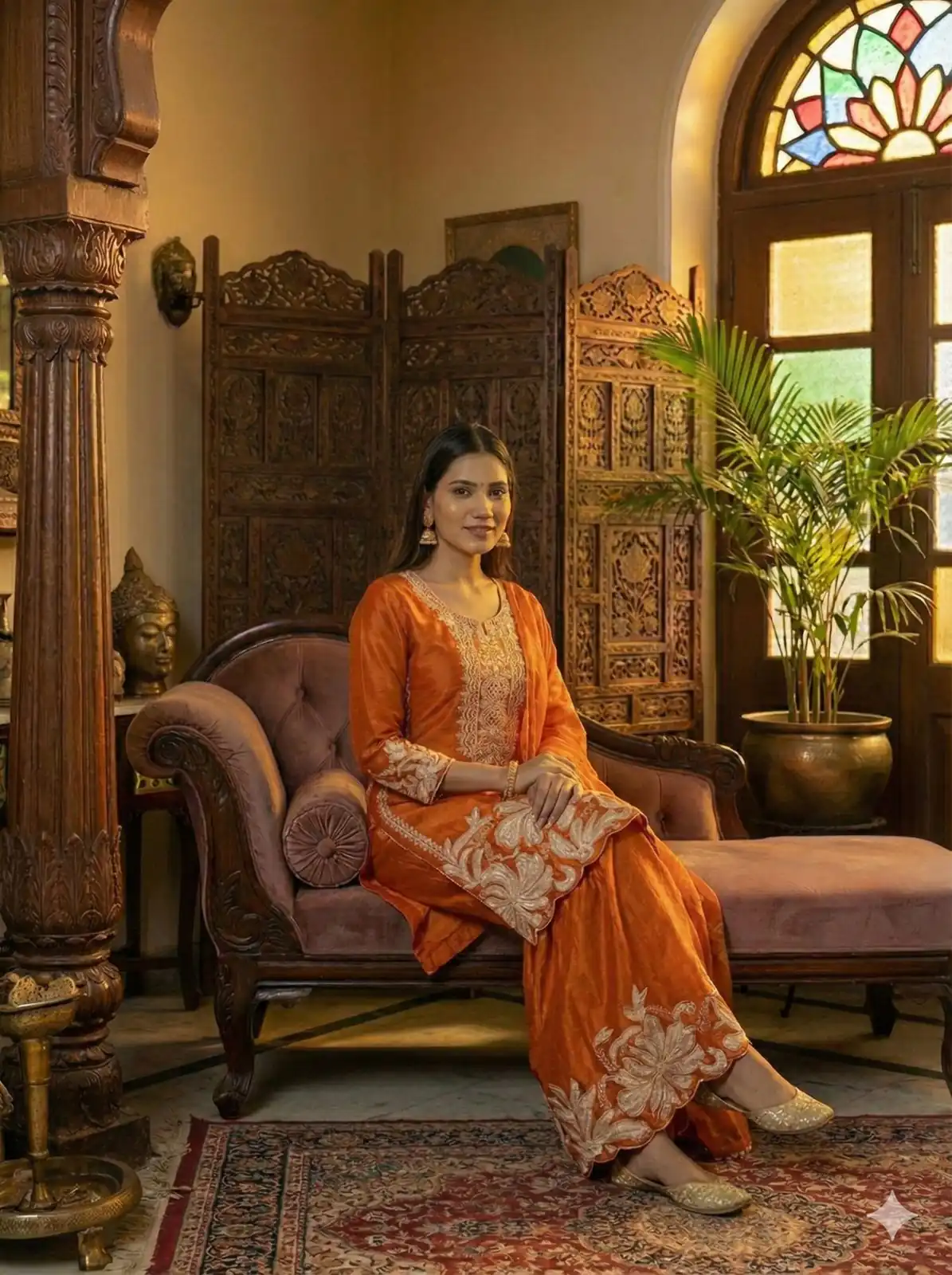 BE 442 Orange Organza Silk Salwar Suit with Embroidery Work & Cowrie Work. Grab it for ₹2049. Delivery 4-6 Working Days. Shop now. | Jump Suits, Salwar suit, Casual Suits, Creative suits, Designer Suits, Palazzo Suits, Party Wear Suits, Patiala Suits, Straight Suits